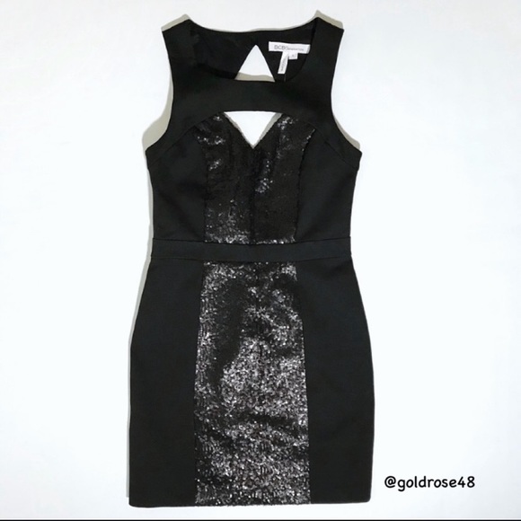 BCBGeneration black sequin cutout bodycon dress XGN61A87 - Picture 1 of 9
